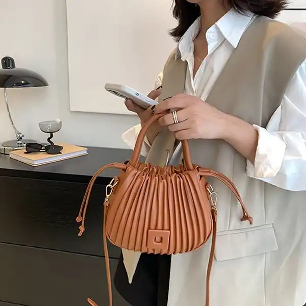 Women Bucket Bags And Purses Drawstring Shoulder Handbags With Detachable